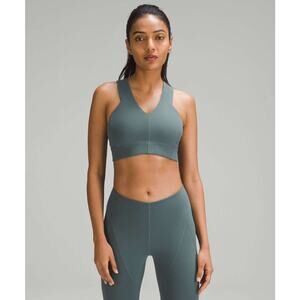 Lululemon lab Nulu Cross-Back Yoga Sports Bra Size 6 Sea Steel Teal Athleisure